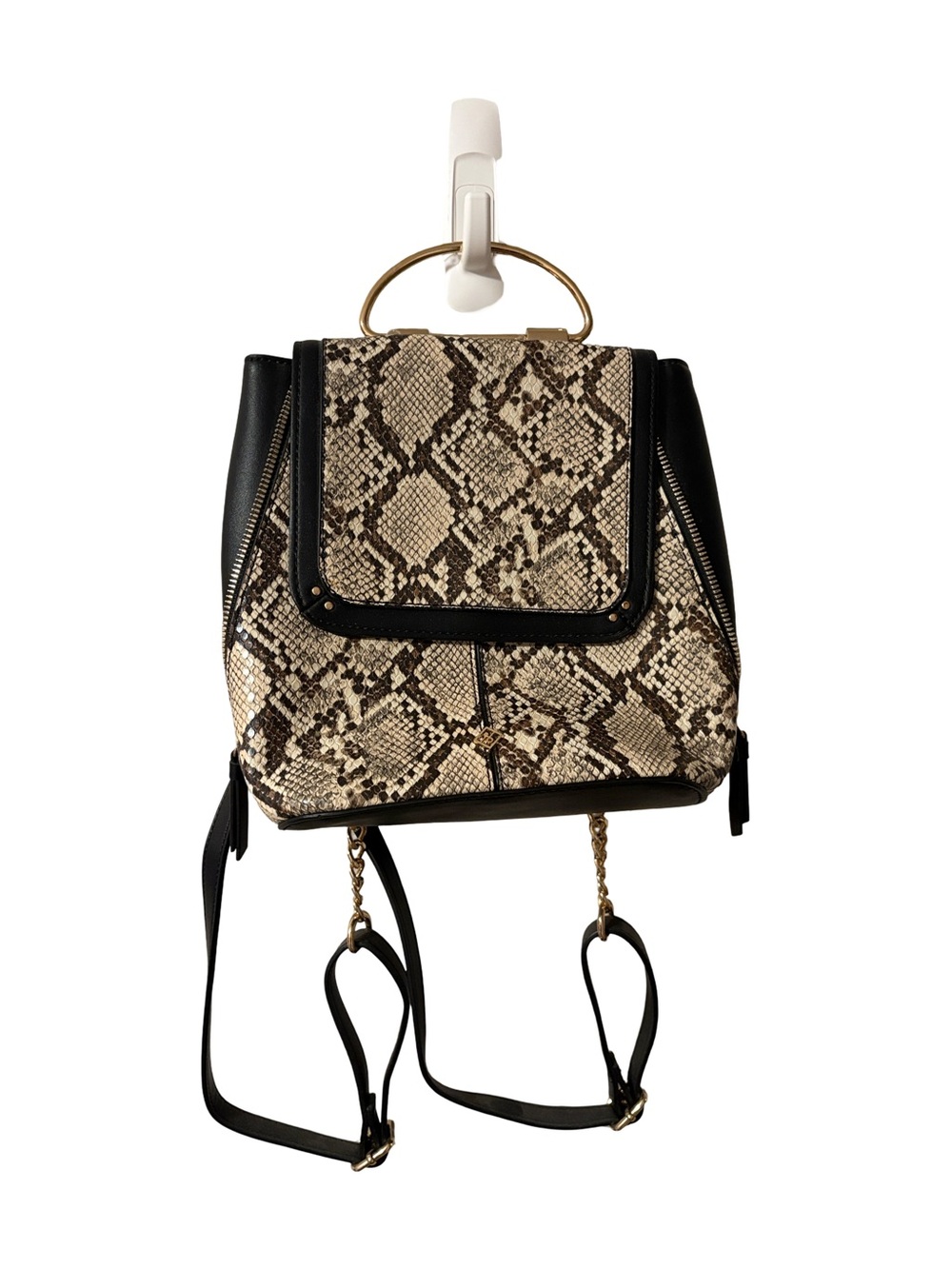 🏡 NWOT Call It Spring Faux Snakeskin Pattern Backpack - Tan & Black - OS